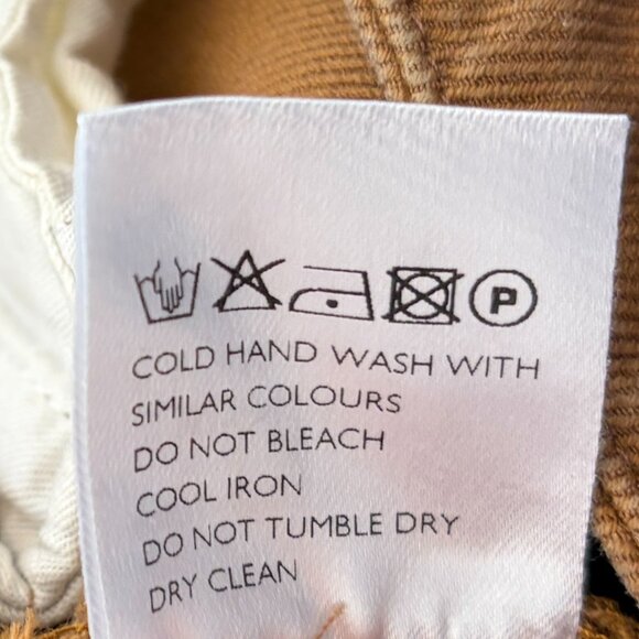 King & Tuckfield men's Tan Tab trousers 29 linen cotton toffee pleated *flaws* - Picture 13 of 13